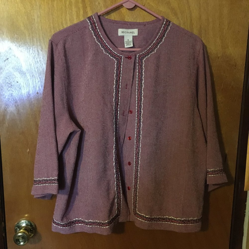 Bechamel Red Light Weight Jacket Embroidered Trim Size XL